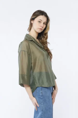 BLUSA blusa elegante con manica a tre quarti e colletto alla francese