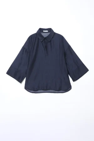 BLUSA blusa elegante con manica a tre quarti e colletto alla francese