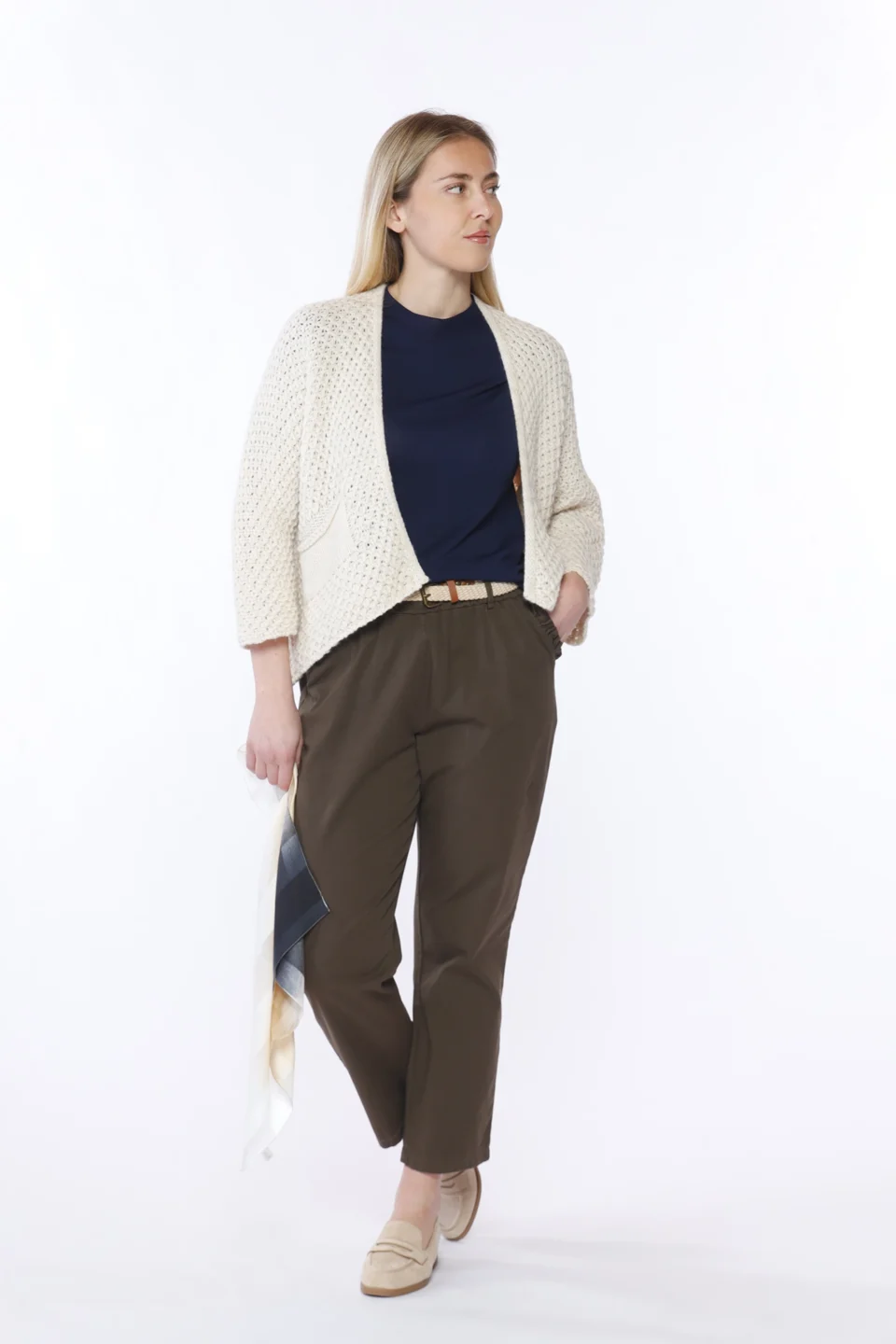 CARDIGAN aperto e traforato ampio a manica larga con tasche sul davanti ONEWORLD HYBRID