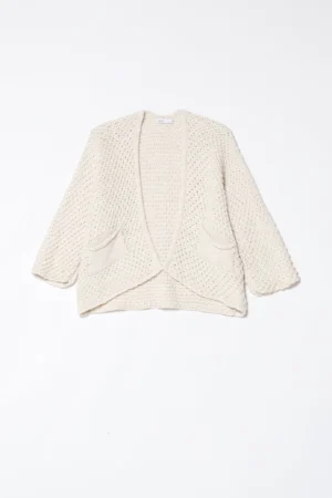 CARDIGAN aperto e traforato ampio a manica larga con tasche sul davanti