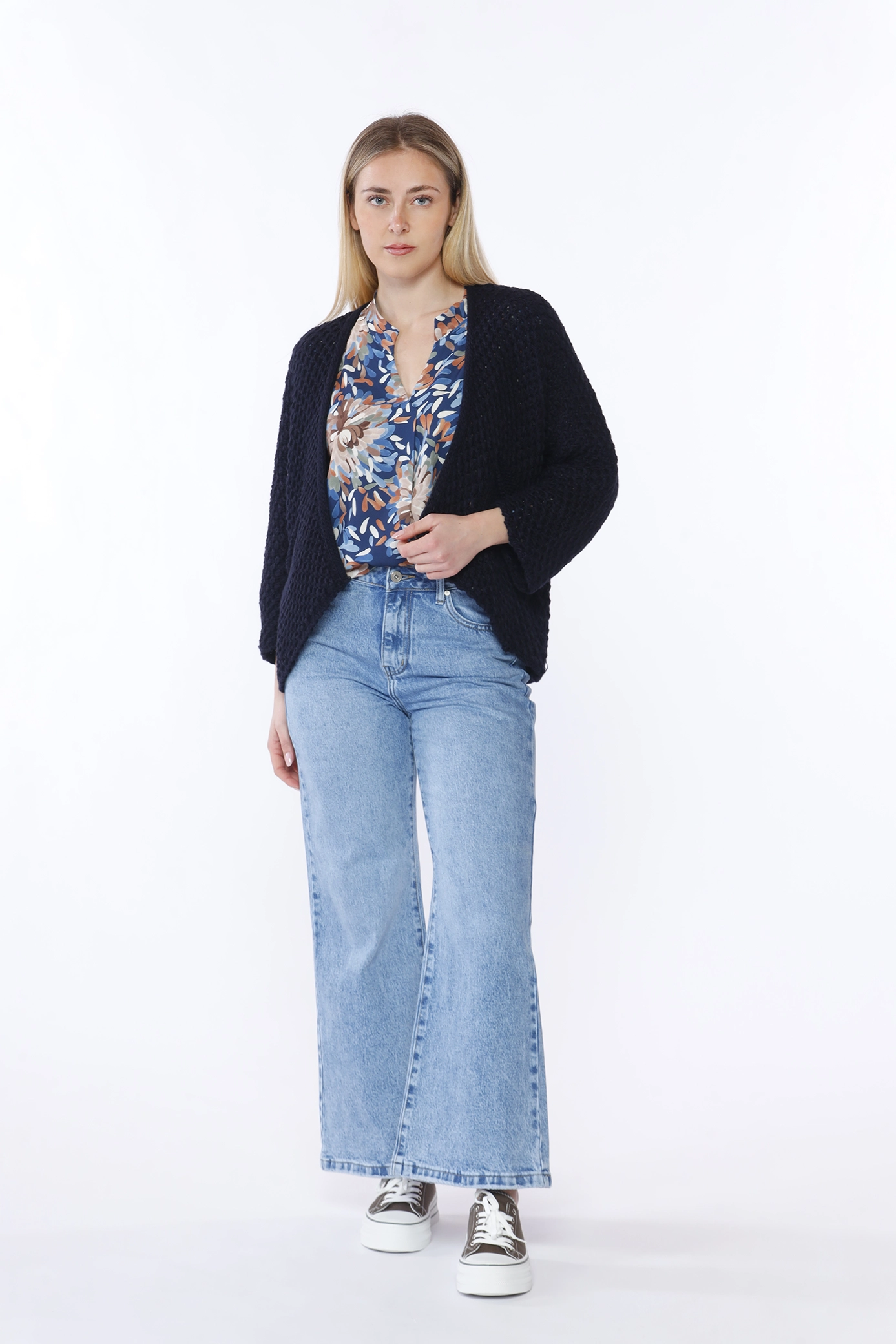 CARDIGAN aperto e traforato ampio a manica larga con tasche sul davanti ONEWORLD HYBRID