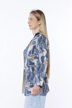 GIACCA blazer lungo in ecodainetto aperto sul davanti con comode tasche