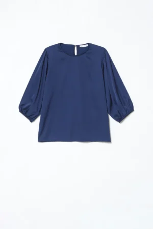 BLUSA versatile con maniche a sbuffo e scollo a giro