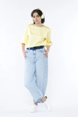 BLUSA versatile con maniche a sbuffo e scollo a giro ONEWORLD HYBRID