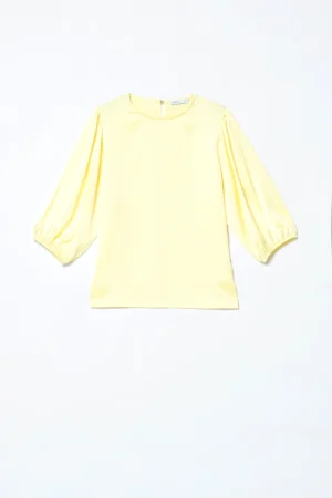 BLUSA versatile con maniche a sbuffo e scollo a giro