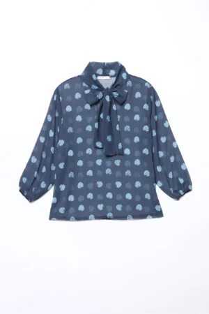 BLUSA elegante con fiocco a fantasia di pois