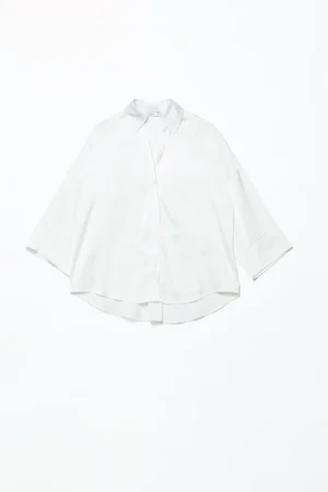 BLUSA business woman con bottoni colletto alla francese e fondo arrotondato