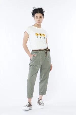 PANTALONE barrel leg con elastico di chiusura in vita e passanti alla cintura ONEWORLD HYBRID