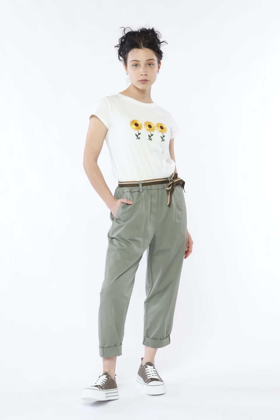 PANTALONE barrel leg con elastico di chiusura in vita e passanti alla cintura ONEWORLD HYBRID
