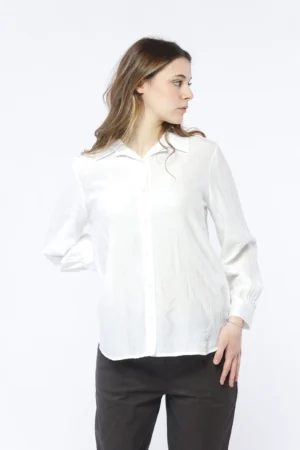 CAMICIA versatile a trama striata con bottoni sui polsini e colletto alla francese