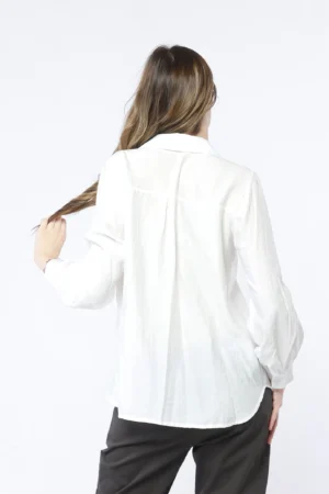 CAMICIA versatile a trama striata con bottoni sui polsini e colletto alla francese