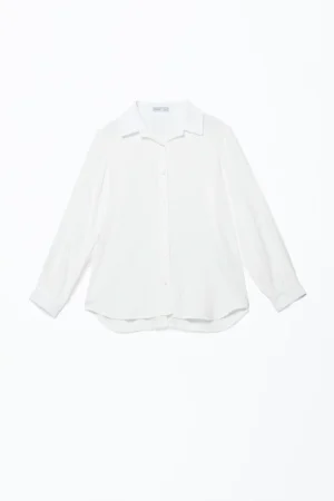 CAMICIA versatile a trama striata con bottoni sui polsini e colletto alla francese
