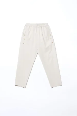 PANTALONE comodo pull-on con tasche diagonali e graziosi bottoncini decorativi