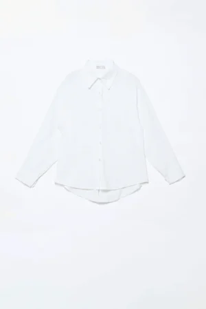 CAMICIA fresca in cotone con fondo arrotondato e taschino decorativo sul davanti