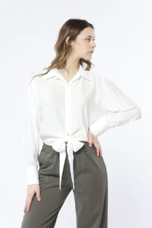 CAMICIA corta con fiocco a maniche lunghe