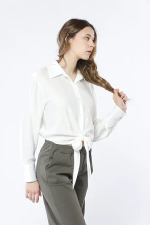 CAMICIA corta con fiocco a maniche lunghe