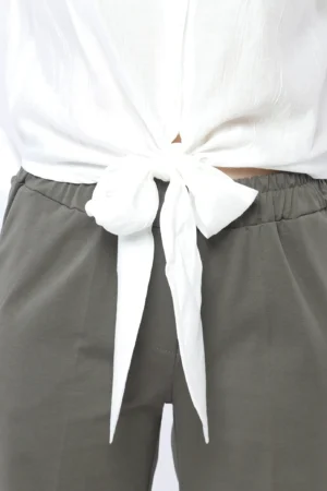 CAMICIA corta con fiocco a maniche lunghe