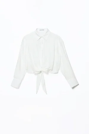 CAMICIA corta con fiocco a maniche lunghe