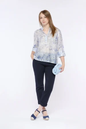 BLUSA scollo a V con bottoncini e manica a tre quarti  ONEWORLD HYBRID