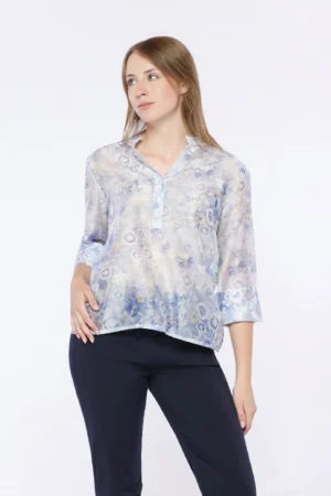 BLUSA scollo a V con bottoncini e manica a tre quarti