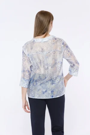 BLUSA scollo a V con bottoncini e manica a tre quarti