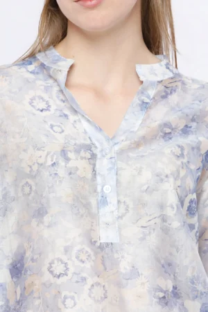BLUSA scollo a V con bottoncini e manica a tre quarti