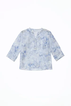 BLUSA scollo a V con bottoncini e manica a tre quarti