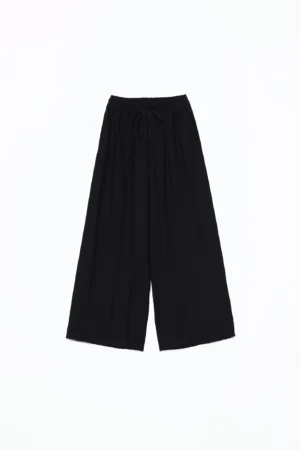 PANTALONE palazzo con tasche e cinturino elasticizzato con fiocchetto