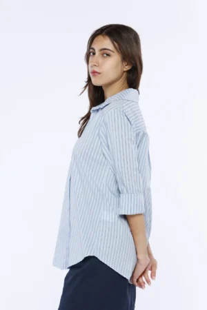 CAMICIA business woman a righe con colletto alla francese