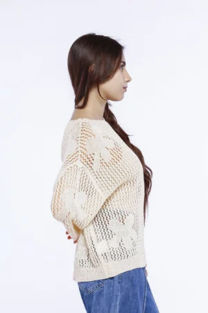 MAGLIA scollo a giro lavorata a tricot