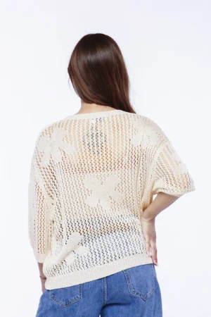 MAGLIA scollo a giro lavorata a tricot