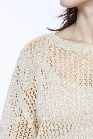 MAGLIA scollo a giro lavorata a tricot
