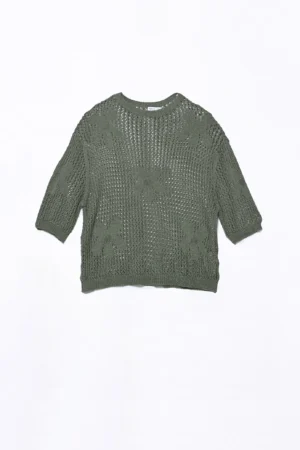 MAGLIA scollo a giro lavorata a tricot