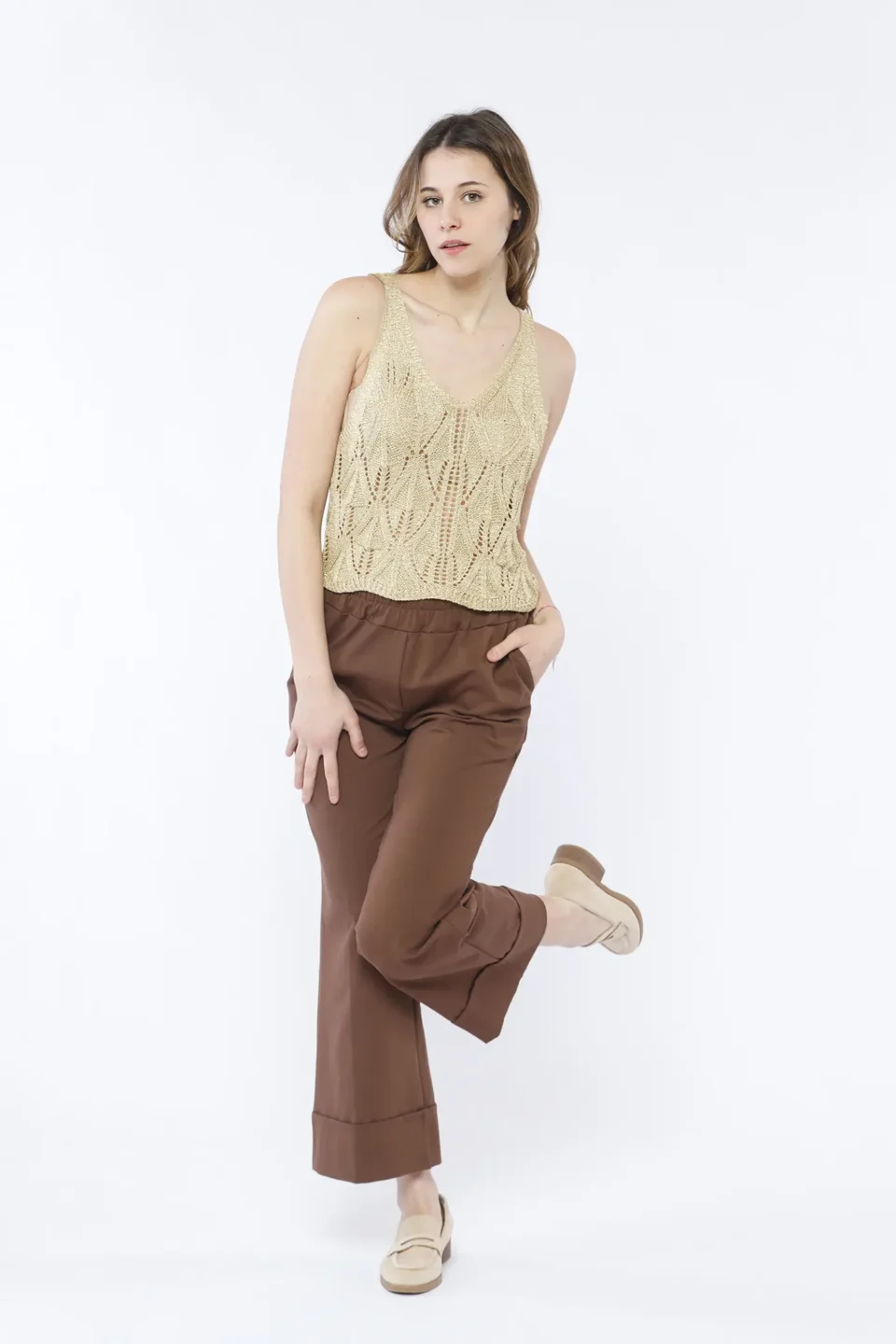 MAGLIA a bratelle lavorata a tricot  ONEWORLD HYBRID
