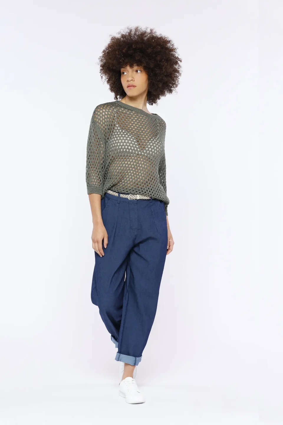 MAGLIA scollo a giro lavorata a tricot  ONEWORLD HYBRID