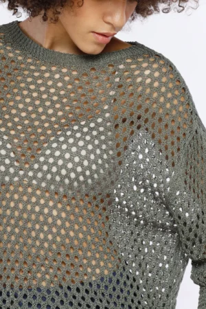 MAGLIA scollo a giro lavorata a tricot