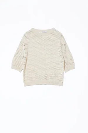 MAGLIA scollo a giro lavorata a tricot