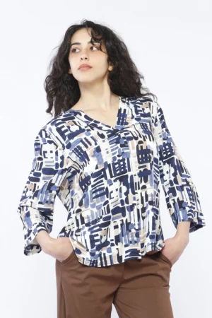 BLUSA Scollo a V  con stampa a fantasia