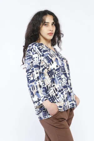 BLUSA Scollo a V  con stampa a fantasia