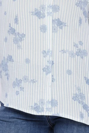 BLUSA scollo a V  stampa a fiori e righe