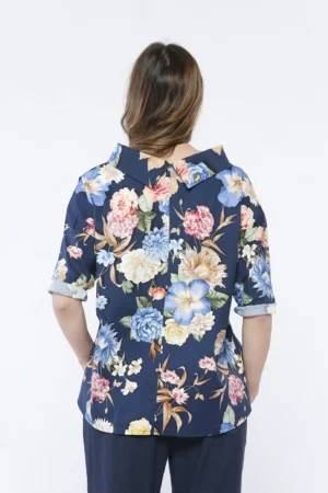 BLUSA Scolloa barca  con stampa floreale