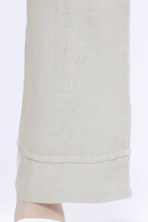 PANTALONE wide leg in fresco lino con elastico di chiusura e orli alti alle caviglie