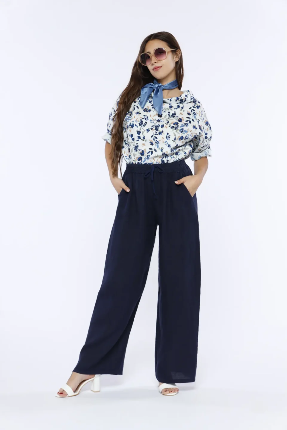 PANTALONE in fresco lino wide leg con laccetto di chiusura in vita ONEWORLD HYBRID