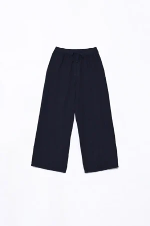 PANTALONE in fresco lino wide leg con laccetto di chiusura in vita