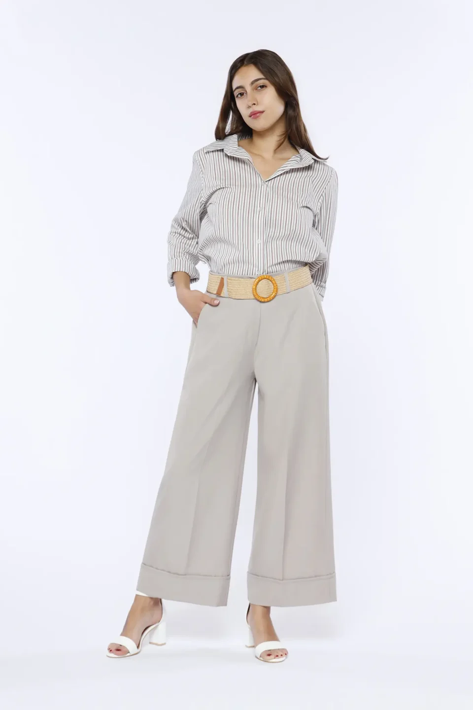 PANTALONE a zampa larga con orli alti alla caviglia e chisura a bottoni ONEWORLD HYBRID