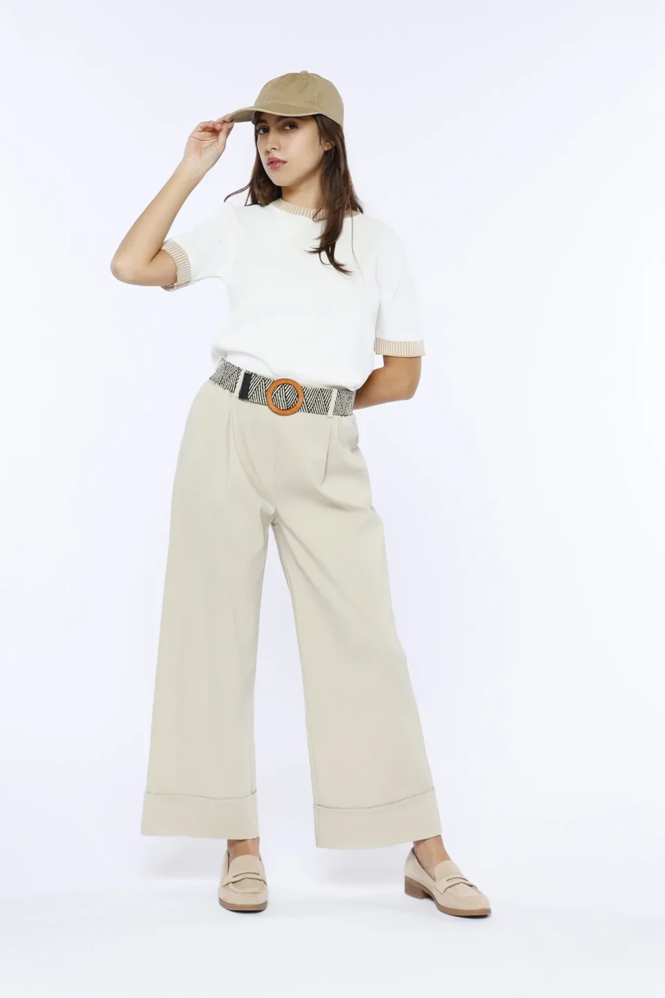 T-SHIRT casual a manica corta con orli bicolore a costine ONEWORLD HYBRID