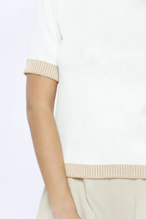T-SHIRT casual a manica corta con orli bicolore a costine