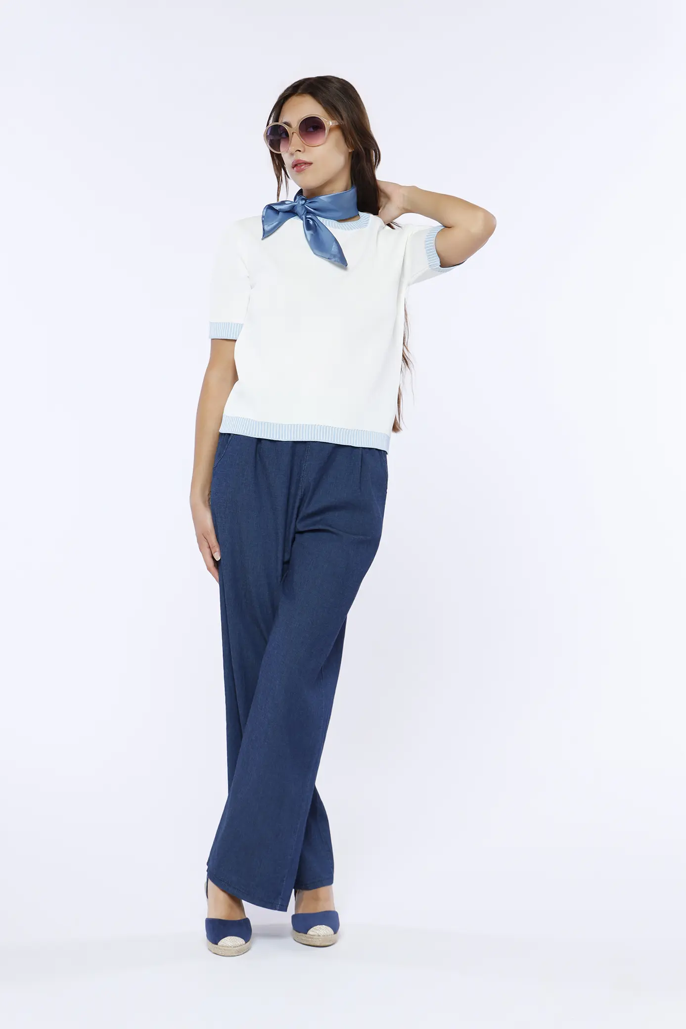 T-SHIRT casual a manica corta con orli bicolore a costine ONEWORLD HYBRID