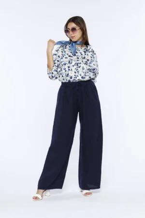 BLUSA a manica corta con stampa fiori di campo e scollo a barca risvoltato ONEWORLD HYBRID