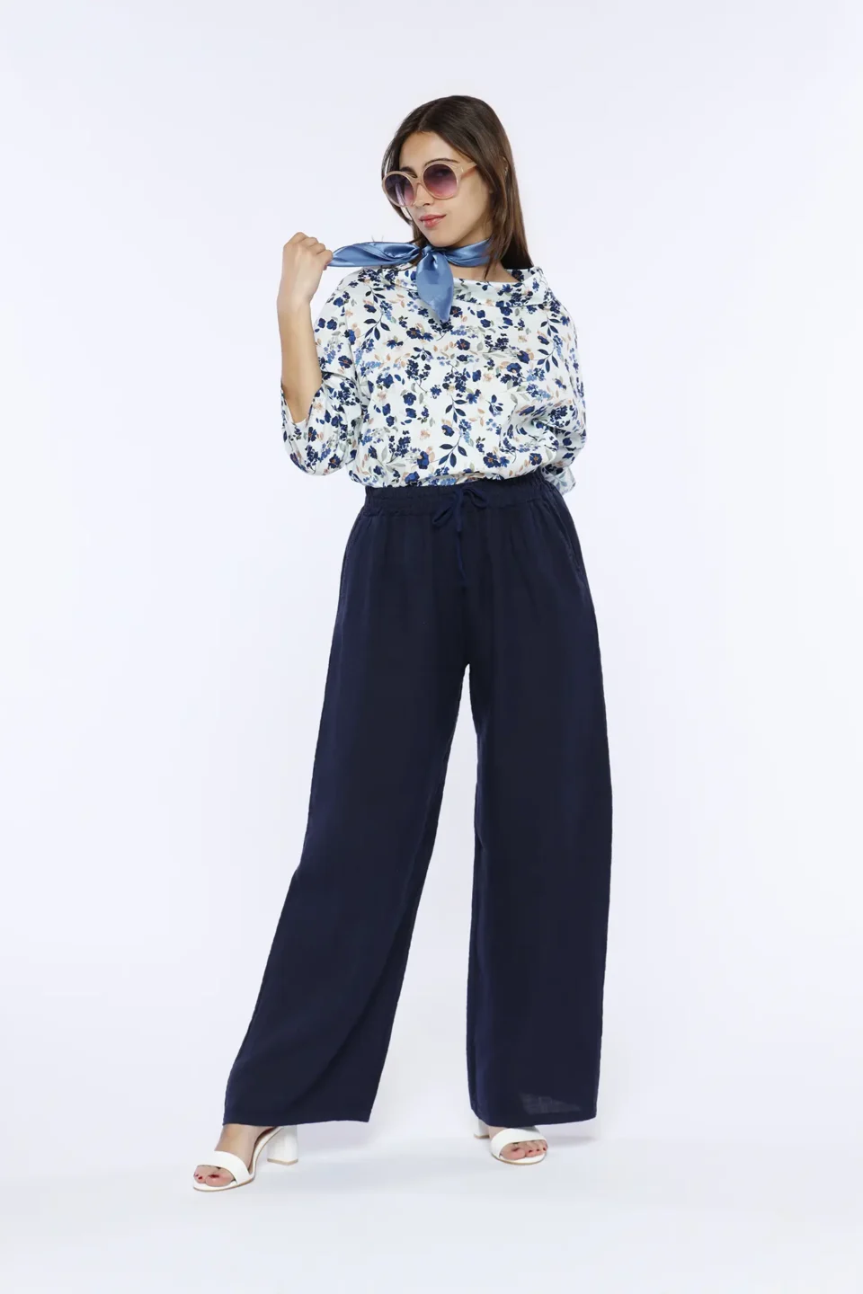 BLUSA a manica corta con stampa fiori di campo e scollo a barca risvoltato ONEWORLD HYBRID